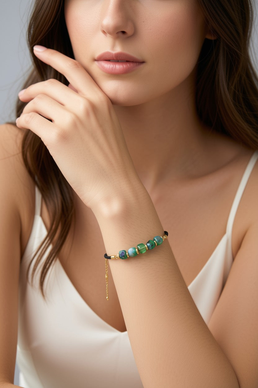 Tropical Waters Glass Rope Bracelet