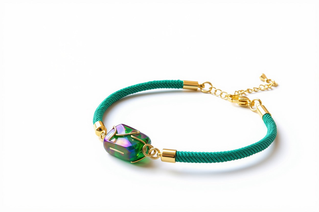 Emerald Aurora Glass Rope Bracelet