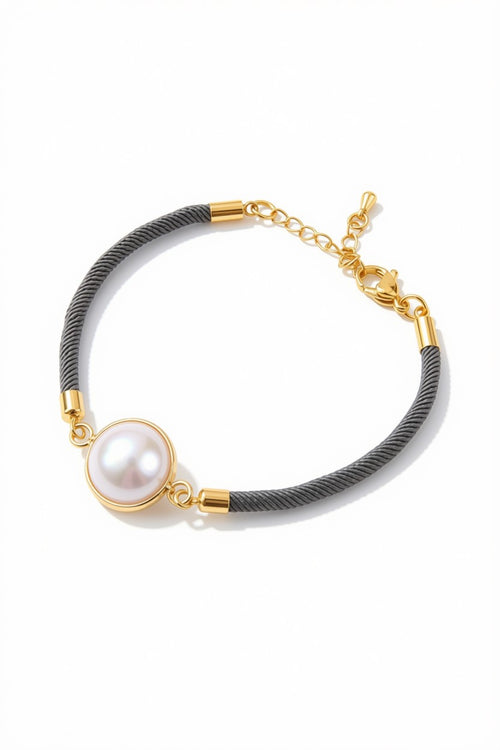 Luna Pearl Grey Rope Bracelet