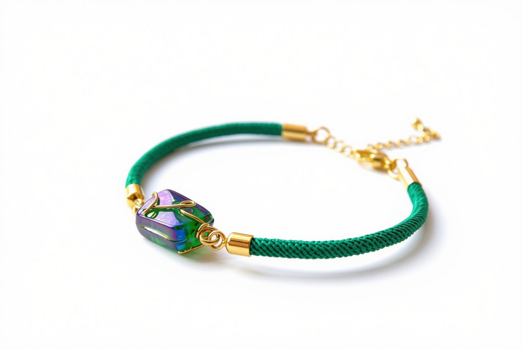 Emerald Aurora Glass Rope Bracelet