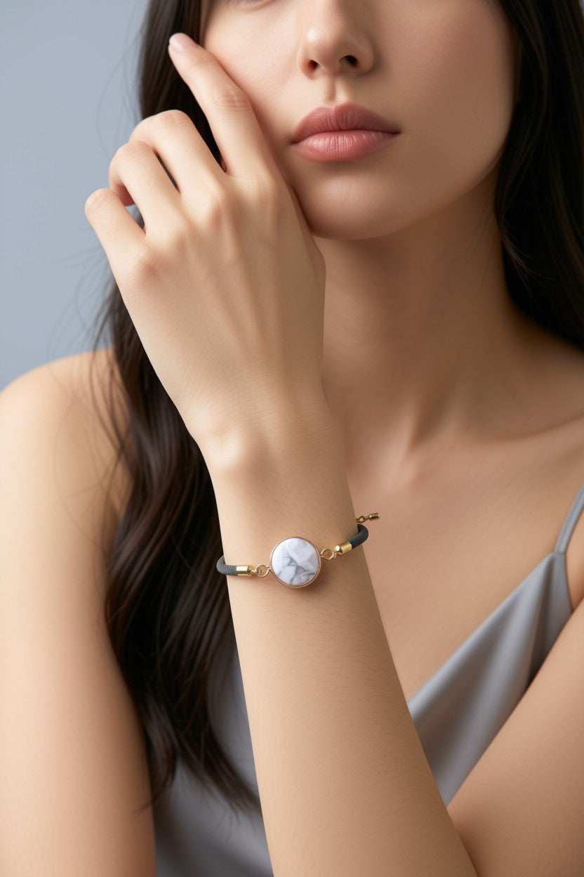 Luna Pearl Grey Rope Bracelet