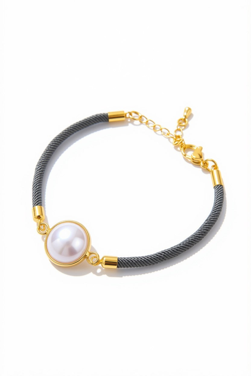 Luna Pearl Grey Rope Bracelet